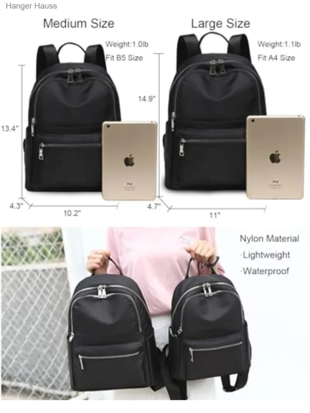 Nylon Lightweight Travel Daypack Backpack Purse for Women